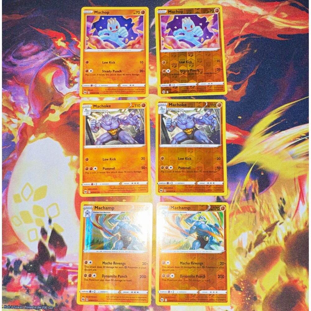 Pokemon Champion’s Path Machop Machoke Machamp Evolution Line Lot 6 Cards Holo